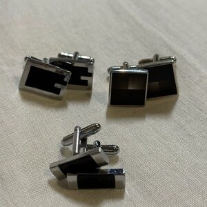 Elegant Black and Silver Cufflinks